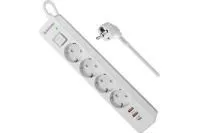Удлинитель с сетевым фильтром DEFENDER DFS 143 3 м,белый,4розетки,USB+TypeC