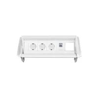 ABL 2F010310- Встраиваемая розеточная станция серии Aero Flip с 3 розетками, 1xUSB-A, 1xUSB-C и 1 слотом для IMP, белая