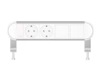 ABL 2A010208- Настольная розеточная станция серии Chroma с 2 розетками и 2 слотами для IMP, белая с серебристым