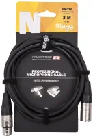 STAGG NMC3R - профессиональный микрофонный шнур XLR-XLR, разъемы типа NEUTRIK, высочайшее качество, крайний низкий уровень помех, длина 3 метра, черного цвета.