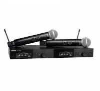 SHURE SLXD24DE/SM58-H56  2-канальная цифровая беспроводная система УВЧ, состоящая из одного сдвоенного приемника SLXD4DE и двух ручных передатчиков SLXD2 - Ручной передатчик с динамическим капсюлем SM58 - кардиоидный - частотная характеристика: 50 - 16,00