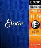 Elixir 12102 nanoweb  струны для электрогитары medium 11-49