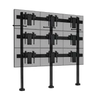 Vogels FF3344P Black- Напольный стенд для видеостены 3х3 из дисплеев диагональю 37–65'' с выдвижным креплением (push in – pop out) и фиксацией к полу, макс. нагрузка 405 кг