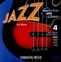JF344 Jazz Flat Wound Комплект струн для бас-гитары, никель, плоская оплетка, 43-100, Thomastik