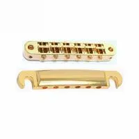 TOM003-GD комплект струнодержателя Tune-o-matic, межструнное расстояние 52,5 мм, с втулками и опорами, золото, Donlis