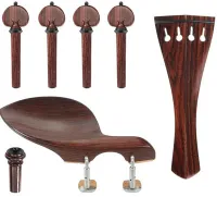 Viola accessory set Acura Meister Ultimo AS-ASGHT352 - Ultimo grade viola accessory set of rosewood with ebony trim. Heart pegs, Hill tailpiece, Guarneri chin rest with English mount and inSight end pin.