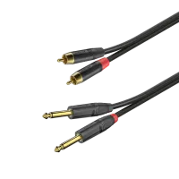 ROXTONE PACC200/1,5 Аудиокабель, 5х10мм(2х2х0,22мм), конекторы ROXTONE: 2XRCA - 2x6,3mm mono Jack(RJ2P-BG x RF2CS-BG), цвет черный, 1.5 м