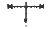 Настольное крепление Wize [WDM2-32] для двух мониторов 14"-32", VESA 75x75, 100x100, макс. нагрузка 10 кг,  расст. от основания до 374 мм., наклон -60°/+60°, поворот -90°/+90°, вращение 360°, 2 способа крепления: сквозное и струбцина, черн.