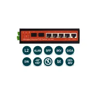 WI-PMS306GF-I Промышленный управляемый L2 коммутатор 4 PoE 1000Base-T + 2 SFP