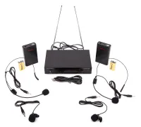 AUDIOVOICE WL-22HPM - радиосистема с 2 головными и 2 петличными микрофонами, 40-18KHz, VHF 174.0-203.8 MHz, дальность 50-80м, 2 элемента питания типа Крона