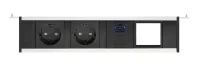 ABL 2M80F2A4- Розеточная станция серии Level тип F (Level-F) с 2 розетками, 1xUSB-A, 1xUSB-C и 1 слотом для IMP, черная с серебристым