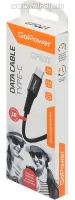 00-00022791 Кабель GP02T USB (m)-Type-C (m) 1.0м 2.4A, нейлон, черный, GoPower