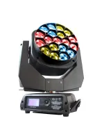 ColorWash Magic
    Прожектор ColorWash Magic. 
Вращающаяся голова.  Zoom: линейный от 4°до 60°, 19 высокомощных (15 Вт) светодиодов  OSRAM OSTAR. Раn : 540°. Tilt 210°. Электронный диммер 0-100%. Строб 0-20 вспышек в секунду. Управление: DMX512 (21/35/78