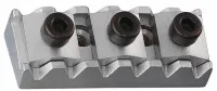 SCHALLER R1(арт.13120301) - зажим для струн на гриф (топ-лок) для гитар типа Gibson Flying V, SG Series, отделка: матовый хром, полированный, размеры 39,7x15,5x9,1. (Старый артикул: 381mc)