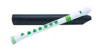 NUVO Recorder+ White/Green with hard case блокфлейта сопрано, строй - С, барочная система, накладка на клапана, материал -