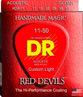 DR RDA-11 - струны для акустической гитары, Калибр: 11-50, Серия: RED DEVILS™, Обмотка: посеребрёная медь, Покрытие: есть