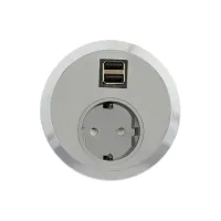 ABL 2F22F1F3- Встраиваемая розетка серии Port El с 2xUSB-A, серая (2F220118)