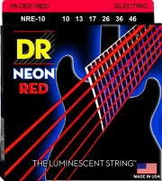 DR NRE-10 - струны для электрогитары, Калибр: 10-46, Серия: HI-DEF NEON™, Обмотка: посеребрёная/никелированая сталь, Покрытие: люминесцентное