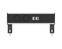 ABL 2A20F2F4- Настольная розеточная станция серии Flexi с 2 розетками, 2xUSB-A и 1 слотом для IMP, черная с серебристым (2A200217)