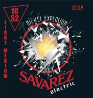 Electric guitar string set Savarez X50LM - Electric guitar strings with nickel-plated wound round core. Medium-light tension, thickness .010-.052 inch