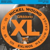 D`addario exl-160s  cтруны для бас-гитары, nickel wound, 50-105, short scale