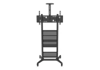Мобильная стойка Wize Pro [M75] для широкоформатных и интерактивных дисплеев  32”– 75”,  Max VESA 800x400 мм, наклон +15/-15 градусов, высота 167 см, полка для медиаплеера, полка для камеры ВКС, до 120 кг, черн.(2 места)
