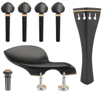 Viola accessory set Acura Meister Ultimo AS-ASGHL522 - Ultimo grade viola accessory set of ebony with boxwood trim. Heart pegs, Hill tailpiece, Guarneri chin rest with English mount and inSight end pin.