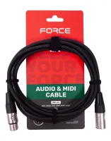 FORCE FMC-14/3 - Шнур микрофонный XLR (F) -XLR (M)  (3мх6мм), металлические разъемы с позолоченными контактами, цвет - черный