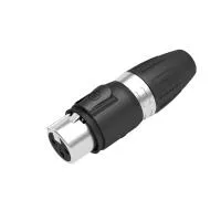 SCWF3 Разъем XLR кабельный, влагозащищенный, 3 контакта (мама), IP65, корпус хром, позолоченные контакты из меди, под кабель 5-8 мм, ток до 16 А, переменное напряжение до 50В, Seetronic