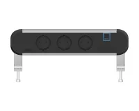 ABL 2A000309- Настольная розеточная станция серии Chroma с 3 розетками, 1xUSB-A, 1xUSB-C, черная с серебристым