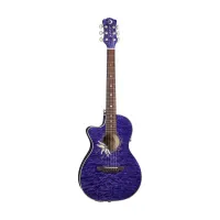 LUNA FLO PF QM LEFTY PASSIONFLOWERS - электроакустическая гитара дредноут с вырезом ЛЕВОСТОРОННЯЯ