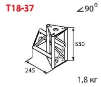 ИМЛАЙТ T18-37 Стыковочный узел для 3-х ферм под 90 градусов, d28х2 \ d16х2мм. Крепежный размер 100мм, М8.