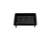 ABL 2F000209- Встраиваемая розеточная станция серии Aero Flip с 2 розетками, 1xUSB-A, 1xUSB-C, черная