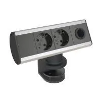FORMING FUNCTION 9102000909- Розеточная станция серии Axessline с 2 розетками и отверстием под кабель, серебристо-черная