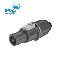 ROXTONE RS4FP-WP-Grey Разъем кабельный типа speakon влаго защищенный (IP66), 4-х контактный, "female", Контакты: никелированная латунь. Цвет: черный с серым кольцом.