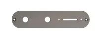 SCHALLER 15220600- Накладка для регуляторов телекастера( под стандартные 1 V+1 T+ 3-х позиционный переключатель), латунь, полированная, отделка: рутений (серый металл), размеры 142x32,2x1,4. (Старый артикул: 1325)