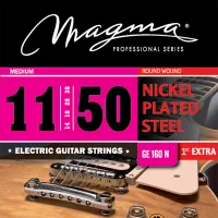 Electric guitar string set Magma GE160N - Electric guitar strings with bright rich timbre and good flexibility, Medium tension, thickness .011-.050 inch. Nickel-plated wound octagonal core.