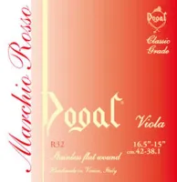 12' viola string set Dogal Marchio Rosso R32C - Flat chrome wound steel strings with bold dense timbre for viola with 12 inch (30.5 cm) scale