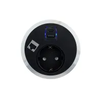 ABL 2F20F1A4- Встраиваемая розетка серии Port El с 1xUSB-A, 1xUSB-C и 1xRJ45 Cat6A, черная (2F200104)