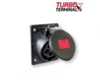 PCE Розетка встраиваемая наклонная 32A/230V/1P+N+E/IP44, черная, фланец 80x97, безвинт подк 423-6ttx