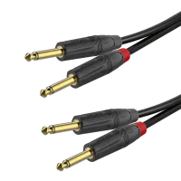 ROXTONE GPTC210/5 Аудиокабель, D:5x10mm., 2х2х0,22мм2, Экр.:100%, (2 x 6,3 mono Jack RJ2P-BG - 2 x 6,3 mono Jack RJ2P-BG), 5м