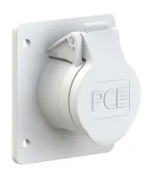 PCE Розетка встраиваемая 16A/42V/2P/IP44,фланец 75х85, никелированные контакты 382-12f87v