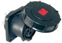 PCE Розетка встраиваемая 63А/230V/1P+N+E/IP67, черная, фланец 100x100 333-6xs