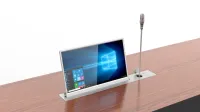 Моторизированный выдвижной монитор Wize Pro [WR-15FV Touch]  Forward Voice 15.6" тонкая рамка, антибликовое покрытие, проходное питание, лифт для микрофона, угол наклона: управляемый, 30 градусов, тольщина монитора 6,5 мм, серебр.