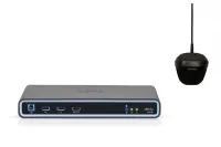 Микрофон с аудиопроцессором BIAMP [DevioSCR-25C(Black)] В комплекте:аудиопроцессор(хаб)SCR-25(Bluetooth) 1шт. +подвесной микрофон DCM-1 1 шт:технология Beamtracking™;3 зоны по 120°;3хLED mute индикаторы; 2хRJ45(доп.DСM-1 по daisy-chain-max.2 мик.).Чёрный