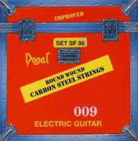 Electric guitar string set Dogal SF86AB - Стальные верха и басы с полуплоской намоткой углеродистой сталью вокруг шестигранной основы. Среднее натяжение, толщина .009-.042 дюйма.