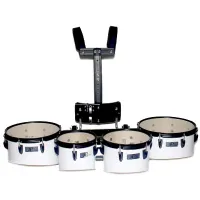 AP Percussion QAZ-04 Набор том барабанов маршевый профессиональный 8" 10" 12" 13" белый, черная фурнитура с держателем, палочки