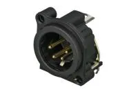 Neutrik NC4MAH Разъем XLR панельный, 4 контакта, штекер, горизонт., в ПП, тип-A, земля-корпус-панель соединены