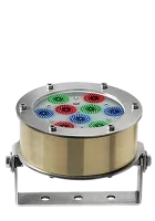 DTS DIVE 9 RGB, SPOT lens, IP68, Bracket   Светодиодный подводный прожектор на лире (до 2-х м.), 1727 lux/ 3m, 750 Lum, 9 LEDs (3 x Red, 3 x Green, 3 x Blue), угол 6‘, DMX 512, управление через контроллер Z30 (10 шт.), Z60 (20 шт.), 15 Вт, 138*171*148 mm,