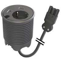 FORMING FUNCTION 9358051409- Встраиваемая розетка с тремя уровнями установки для монтажа в стол со встроенными разъемами 2xUSB и отверстием для кабеля 9,5 мм, цвет черный